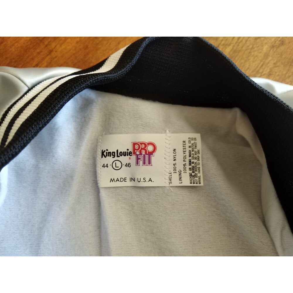 Vintage King Louie Pro Fit Silver Bomber Jacket Adult Large Nylon USA Wix Filter - Picture 11 of 16